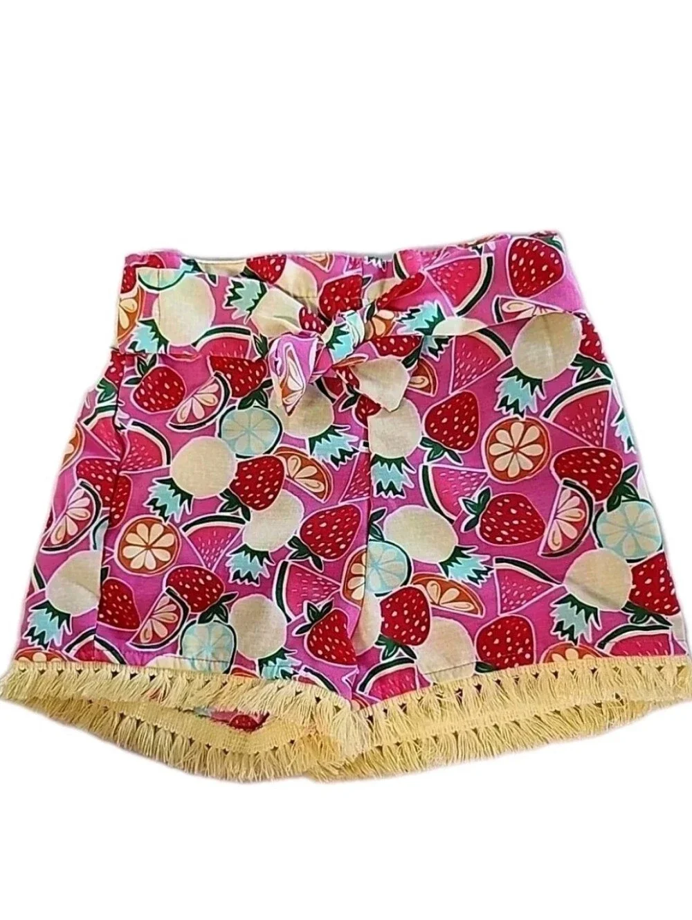 NWT Wonder Nation Toddler Girls Fruit Print 2-Piece Short Set Fringe Size 4T